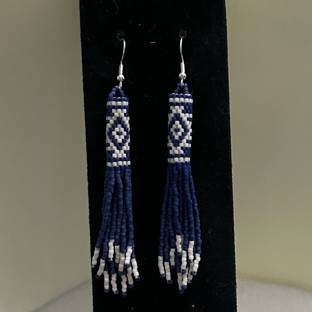 - Handmade beaded Navajo pattern earrings